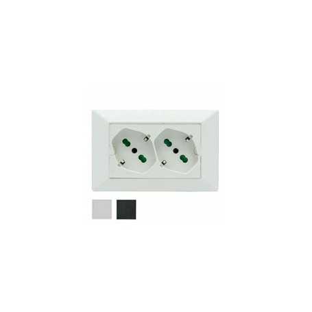 Presa doppia schuko     fanton - 10/16a - bianco