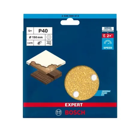 Abrasive sheets d.150 v bosch - 2608900813 - orange-gr.40-pcs.5