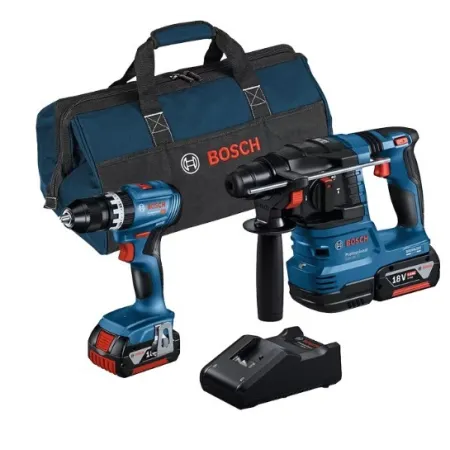 Bosch GSB18V-45+GBH18V-22 Kit - with bag - charger + 2 x 4Ah batteries