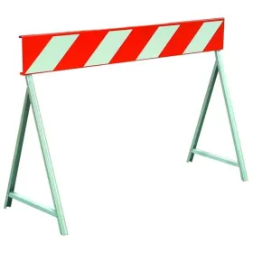 Fixed signal barrier - 120x20 cm - white/red with legs