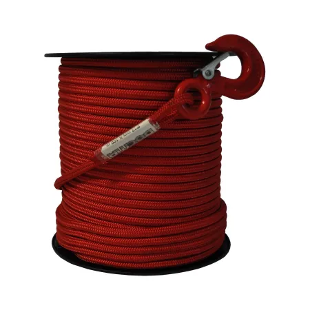 Red textile rope - 100 m, diam. 10 - with hook - for vf 80