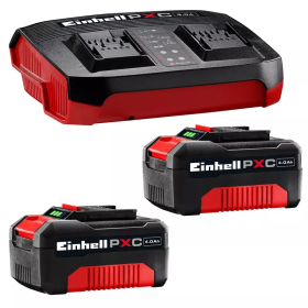 Einhell Start Pro Battery Kit - 2 x 4Ah + Charger - Pro Line with Double Charger